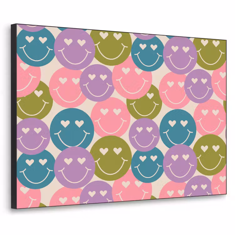 Patroon - Smiley - Kleurrijk - Hartjes Textielframe zwart klein 947 -3d