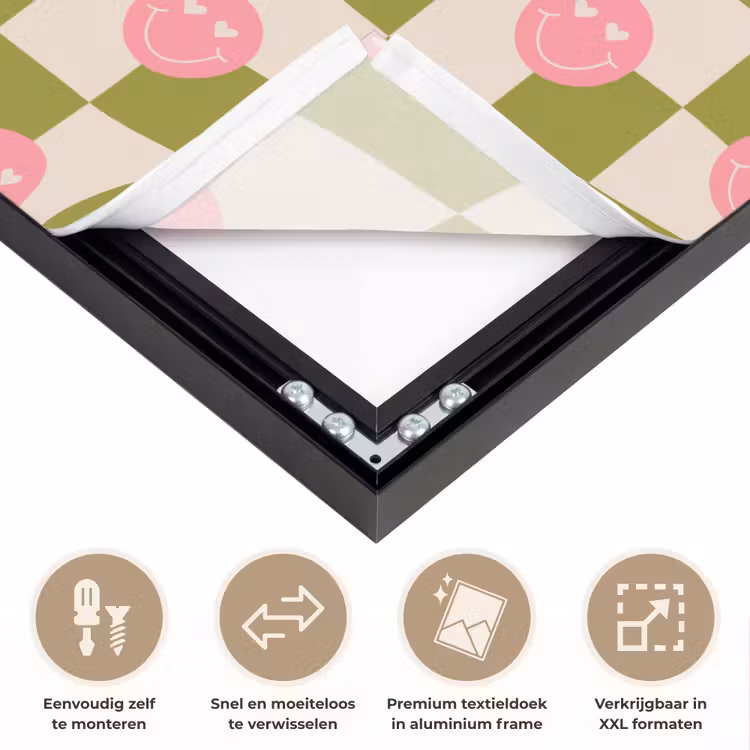 Patroon - Smileys - Blokken Textielframe zwart klein 947 -USP_closeupNL