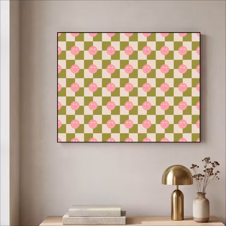 Patroon - Smileys - Blokken Textielframe zwart klein 947 -sfeer2