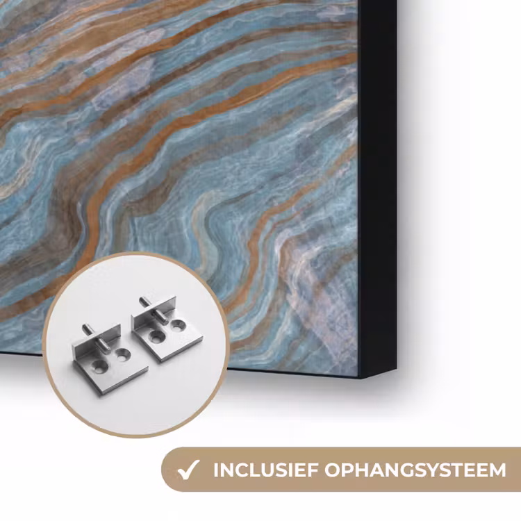 Patroon - Steen - Blauw Textielframe zwart klein 947 -USP_ophangsysteemNL