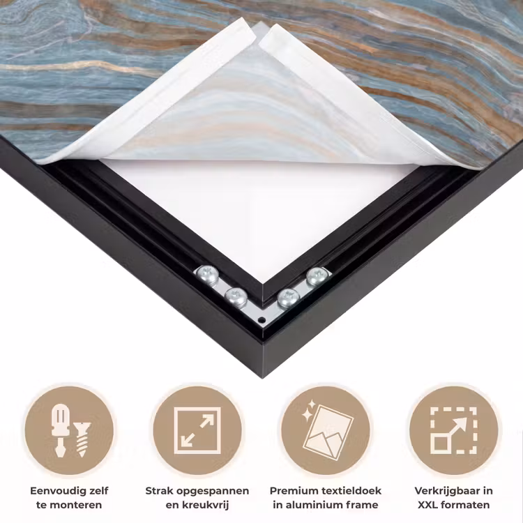 Patroon - Steen - Blauw Textielframe zwart klein 947 -USP_feed_closeupNL