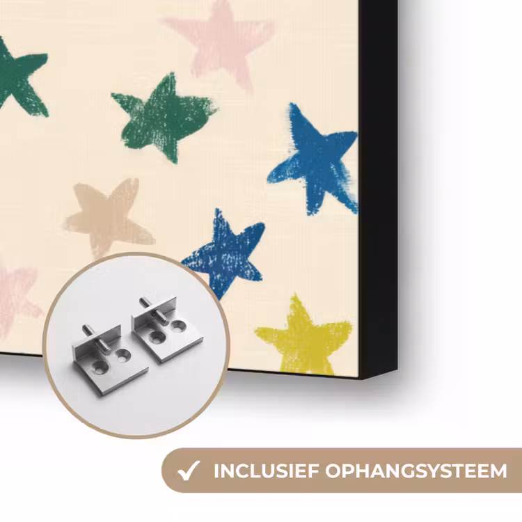 Patroon - Sterren - Kleurrijk Textielframe zwart klein 947 -USP_ophangsysteemNL