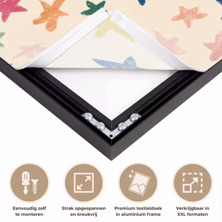 Patroon - Sterren - Kleurrijk Textielframe zwart klein 947 -USP_feed_closeupNL