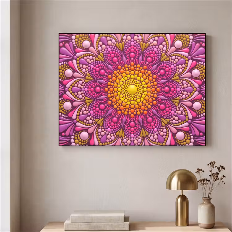 Patroon - Stippen - Abstract - Kleurrijk Textielframe zwart klein -sfeer2