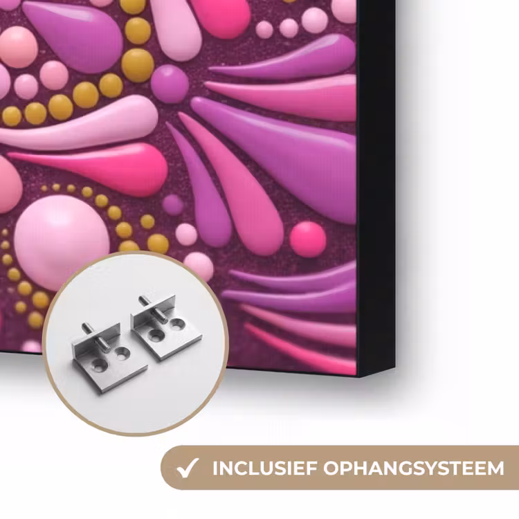 Patroon - Stippen - Abstract - Kleurrijk Textielframe zwart klein -USP_ophangsysteemNL