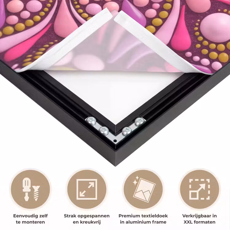 Patroon - Stippen - Abstract - Kleurrijk Textielframe zwart klein -USP_feed_closeupNL