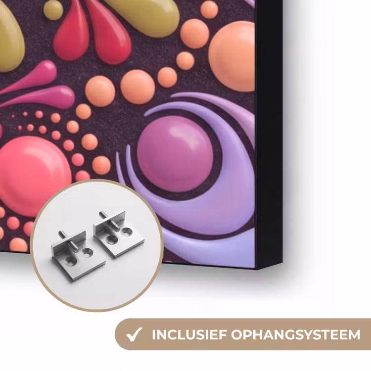 Patroon - Stippen - Abstract - Modern - Kleurrijk Textielframe zwart klein -USP_ophangsysteemNL