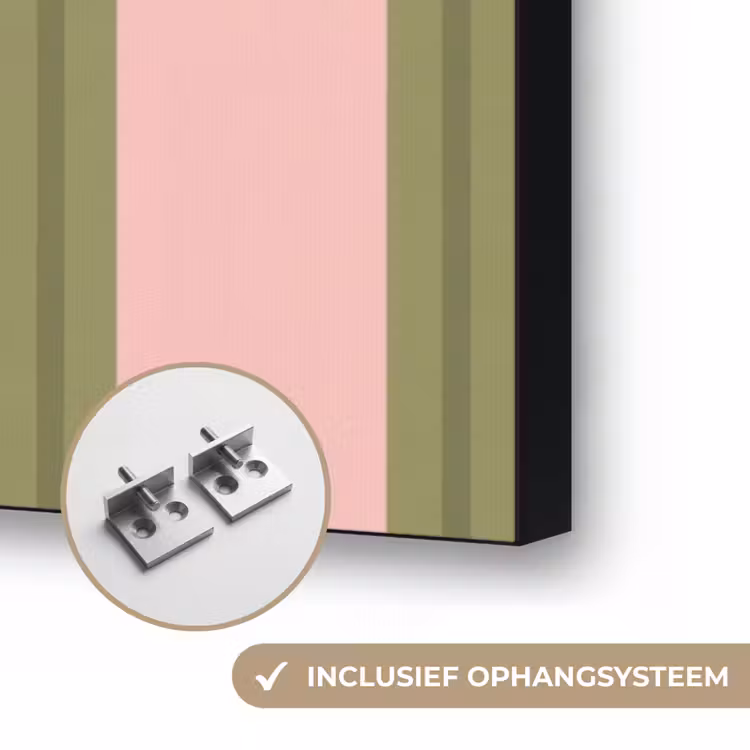 Patroon - Strepen - Abstract - Roze - Groen Textielframe zwart klein -USP_ophangsysteemNL