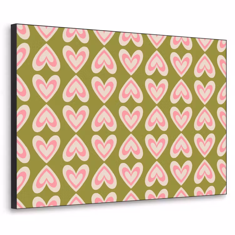 Patroon - Symmetrisch - Hartjes - Olijfgroen Textielframe zwart klein 947 -3d