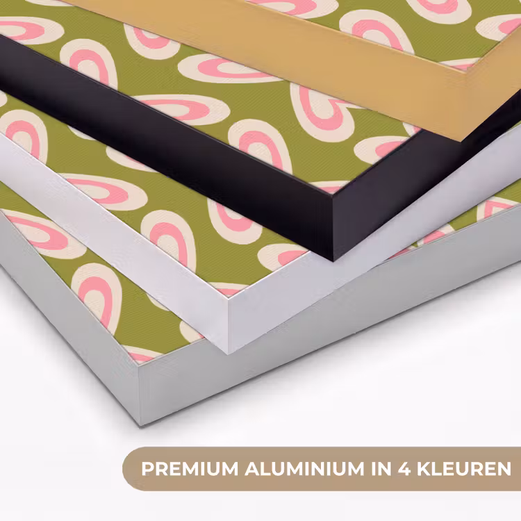 Patroon - Symmetrisch - Hartjes - Olijfgroen Textielframe zwart klein 947 -USP_kleurenNL
