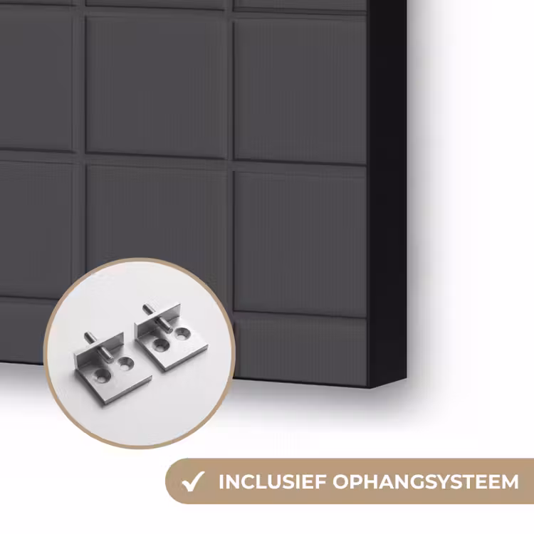 Patroon - Tegel - Antraciet Textielframe zwart klein 947 -USP_ophangsysteemNL