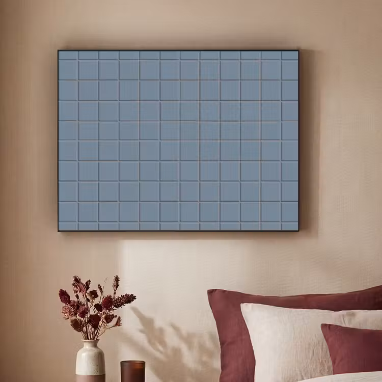Patroon - Tegel - Blauwgrijs Textielframe zwart klein 947 -sfeer1