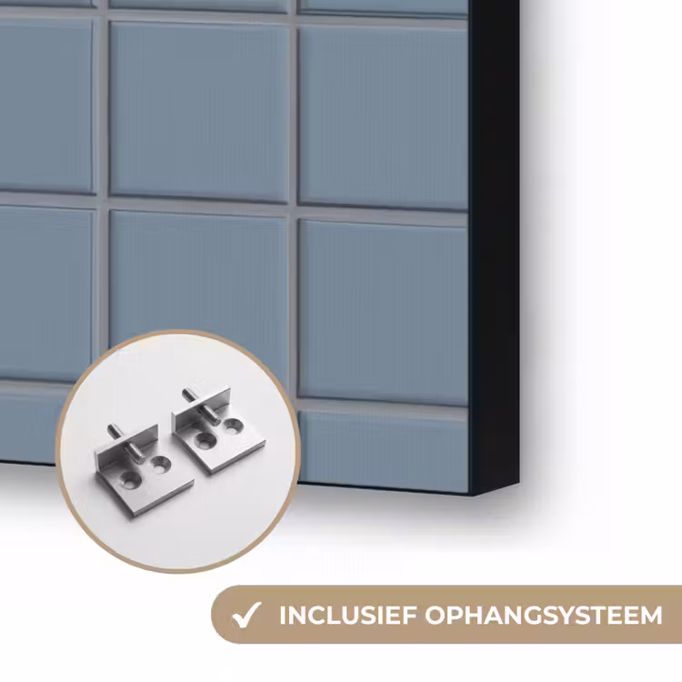 Patroon - Tegel - Blauwgrijs Textielframe zwart klein 947 -USP_ophangsysteemNL