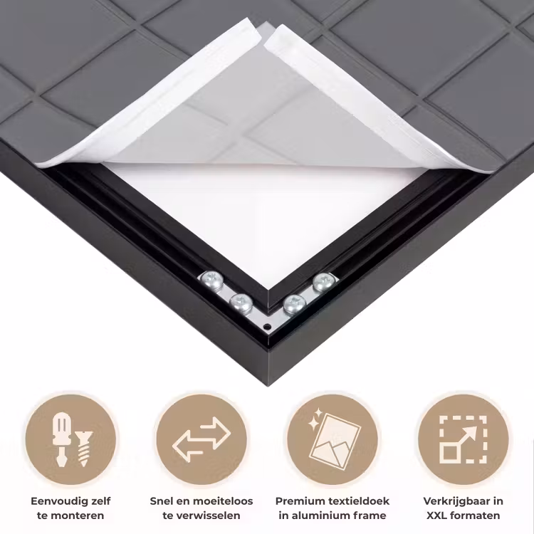Patroon - Tegel - Grafiet - Grijs Textielframe zwart klein 947 -USP_closeupNL
