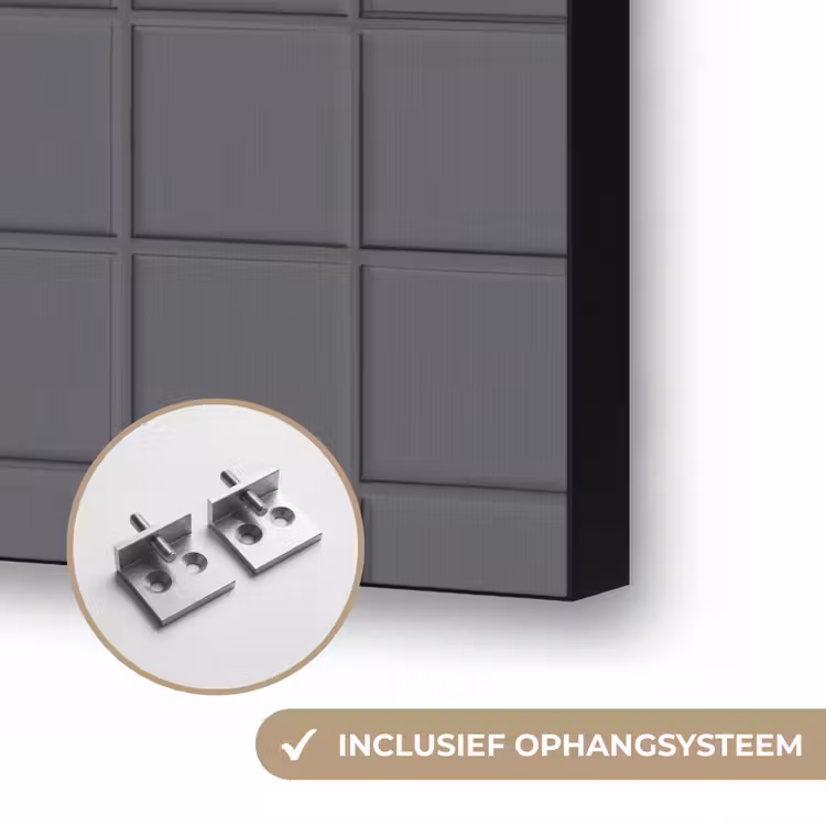 Patroon - Tegel - Grafiet - Grijs Textielframe zwart klein 947 -USP_ophangsysteemNL