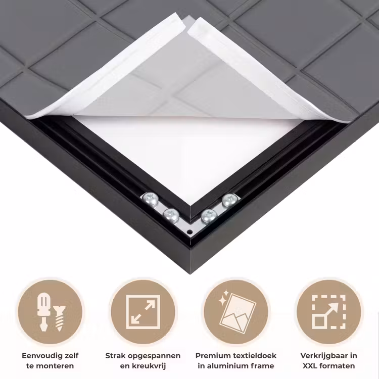 Patroon - Tegel - Grafiet - Grijs Textielframe zwart klein 947 -USP_feed_closeupNL