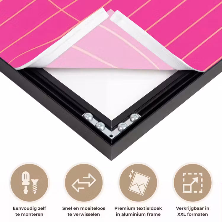 Patroon - Tegel - Magenta - Roze Textielframe zwart klein 947 -USP_closeupNL