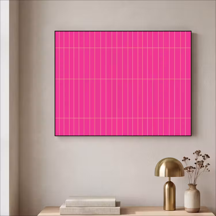 Patroon - Tegel - Magenta - Roze Textielframe zwart klein 947 -sfeer2