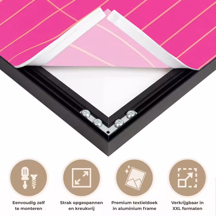 Patroon - Tegel - Magenta - Roze Textielframe zwart klein 947 -USP_feed_closeupNL