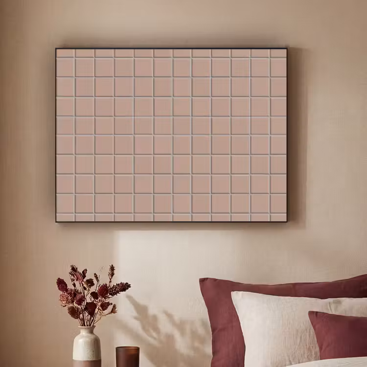 Patroon - Tegel - Oudroze Textielframe zwart klein 947 -sfeer1
