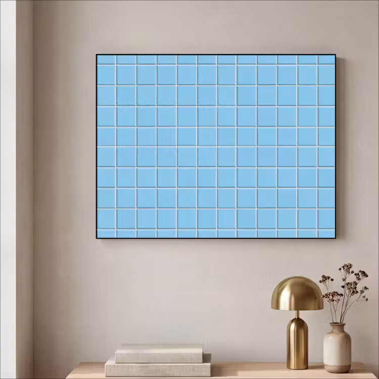 Patroon - Tegel - Pastel - Blauw Textielframe zwart klein 947 -sfeer2
