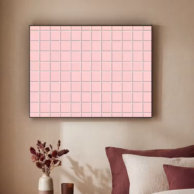 Patroon - Tegel - Pastelroze Textielframe zwart klein 947 -sfeer1