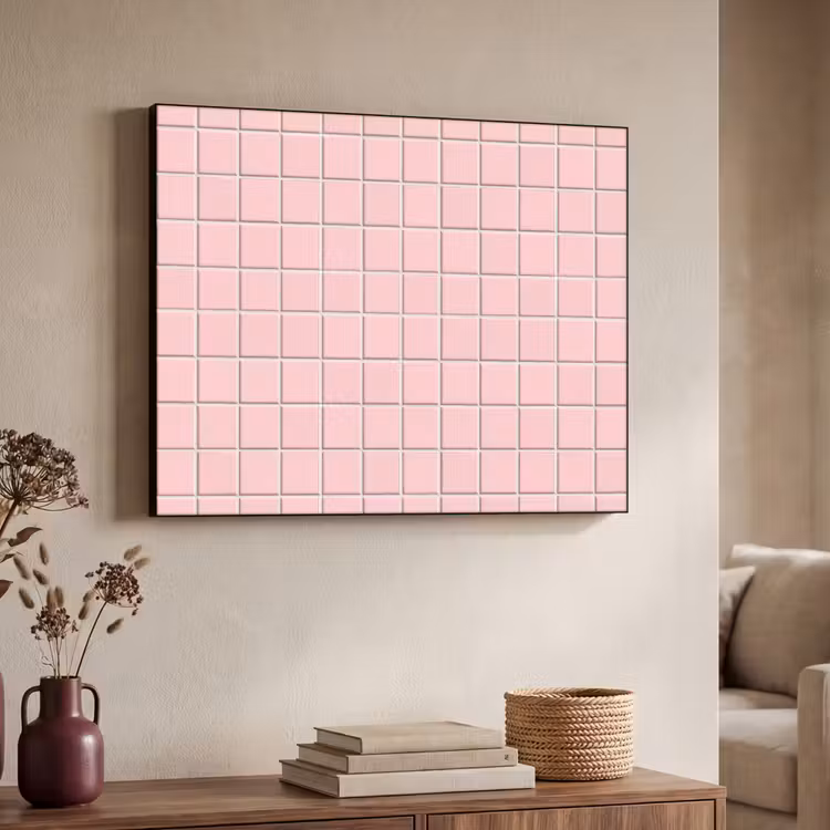 Patroon - Tegel - Pastelroze Textielframe zwart klein 947 -sfeer3