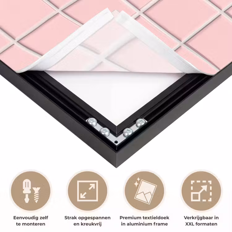 Patroon - Tegel - Pastelroze Textielframe zwart klein 947 -USP_feed_closeupNL