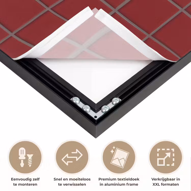 Patroon - Tegels - Burgundy Textielframe zwart klein 947 -USP_closeupNL