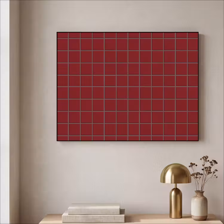 Patroon - Tegels - Burgundy Textielframe zwart klein 947 -sfeer2