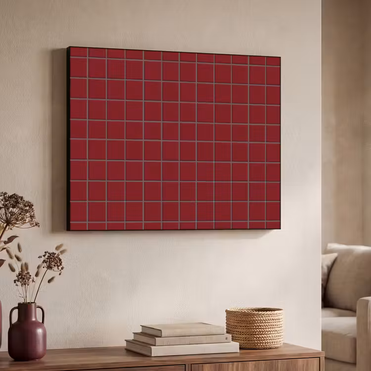 Patroon - Tegels - Burgundy Textielframe zwart klein 947 -sfeer3
