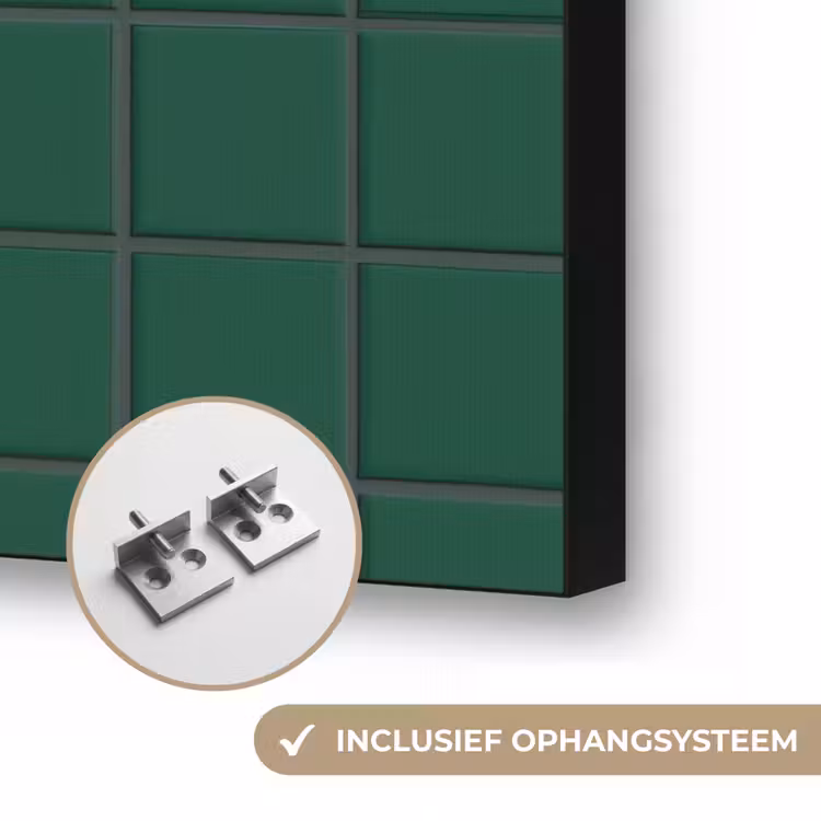Patroon - Tegels - Dennen - Groen Textielframe zwart klein 947 -USP_ophangsysteemNL