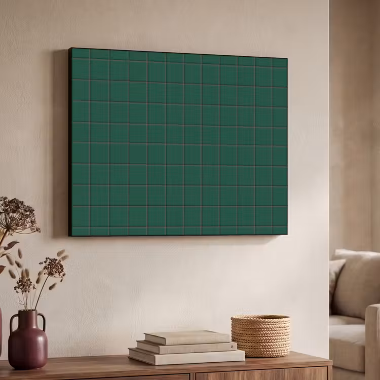 Patroon - Tegels - Dennen - Groen Textielframe zwart klein 947 -sfeer3