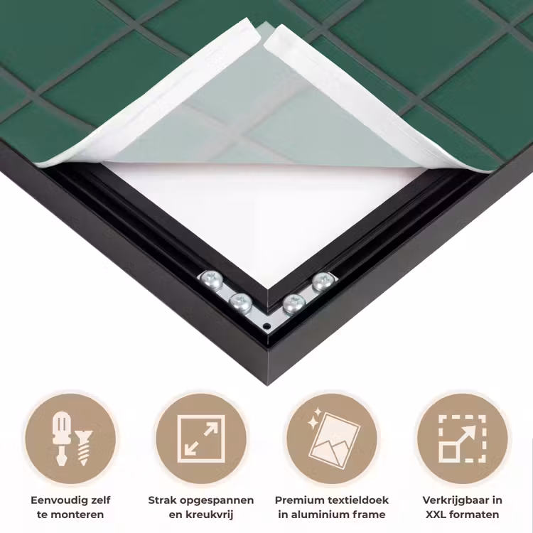 Patroon - Tegels - Dennen - Groen Textielframe zwart klein 947 -USP_feed_closeupNL