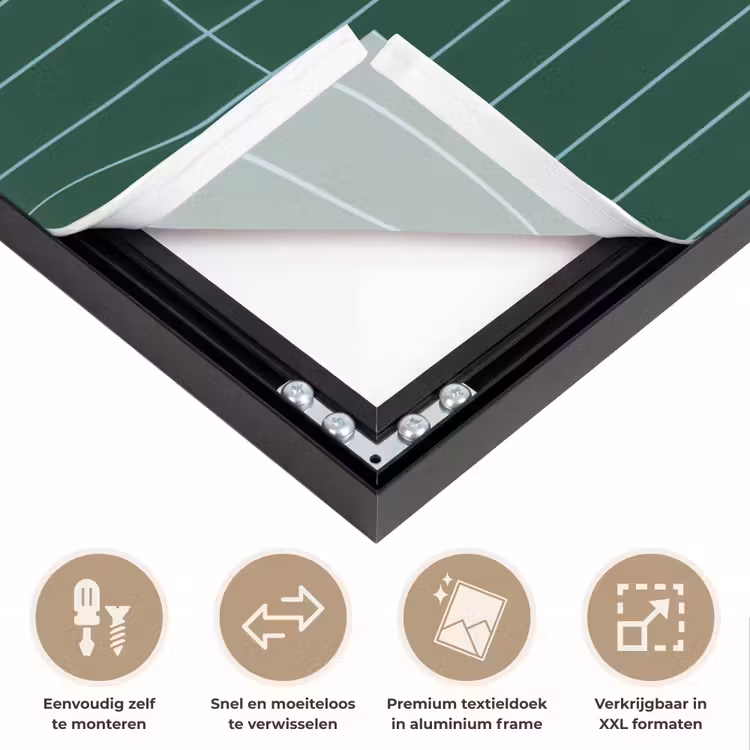 Patroon - Tegels - Donkergroen Textielframe zwart klein 947 -USP_closeupNL