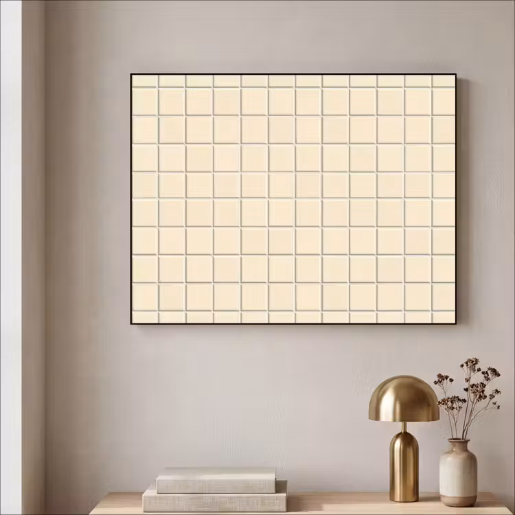Patroon - Tegels - Gebroken - Wit Textielframe zwart klein 947 -sfeer2