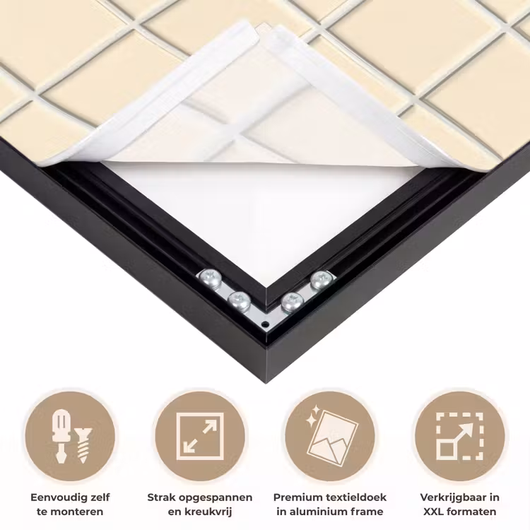 Patroon - Tegels - Gebroken - Wit Textielframe zwart klein 947 -USP_feed_closeupNL