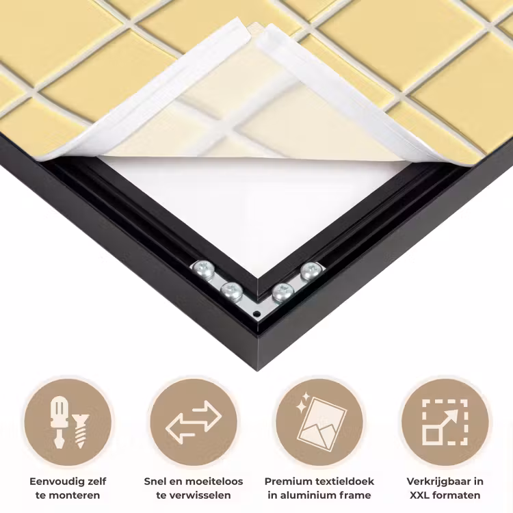 Patroon - Tegels - Geel Textielframe zwart klein 947 -USP_closeupNL