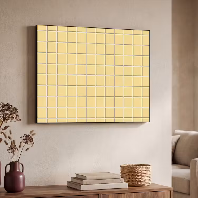 Patroon - Tegels - Geel Textielframe zwart klein 947 -sfeer3