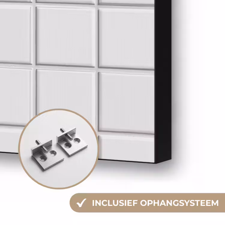 Patroon - Tegels - Grijs - Wit Textielframe zwart klein 947 -USP_ophangsysteemNL
