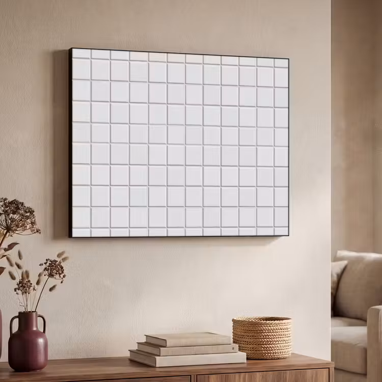 Patroon - Tegels - Grijs - Wit Textielframe zwart klein 947 -sfeer3