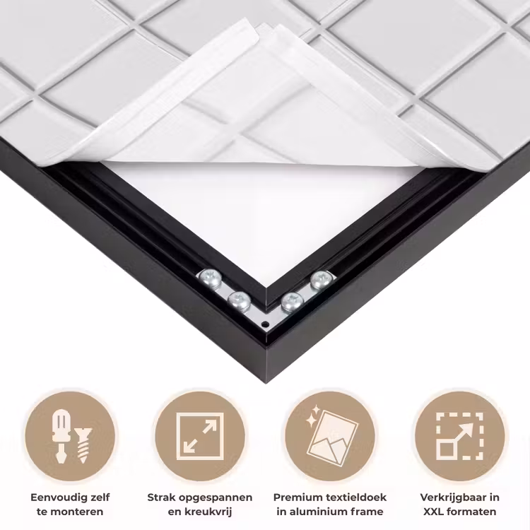 Patroon - Tegels - Grijs - Wit Textielframe zwart klein 947 -USP_feed_closeupNL