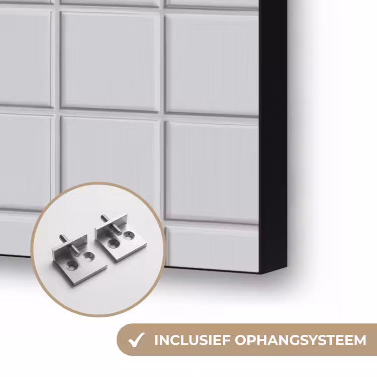 Patroon - Tegels - Licht - Grijs Textielframe zwart klein 947 -USP_ophangsysteemNL