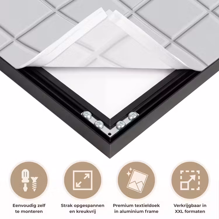 Patroon - Tegels - Licht - Grijs Textielframe zwart klein 947 -USP_feed_closeupNL