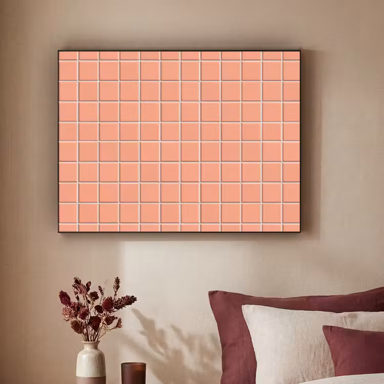 Patroon - Tegels - Perzik Textielframe zwart klein 947 -sfeer1