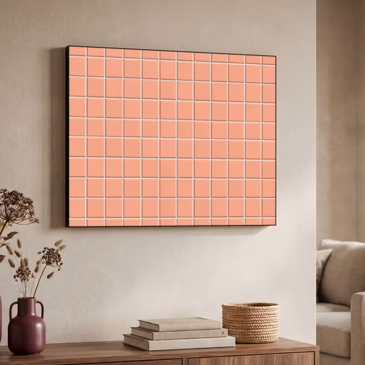 Patroon - Tegels - Perzik Textielframe zwart klein 947 -sfeer3