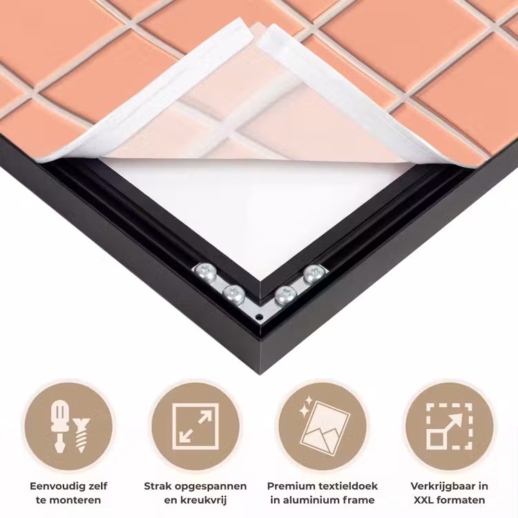 Patroon - Tegels - Perzik Textielframe zwart klein 947 -USP_feed_closeupNL