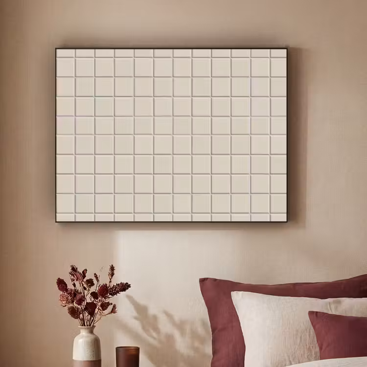 Patroon - Tegels - Taupe Textielframe zwart klein 947 -sfeer1