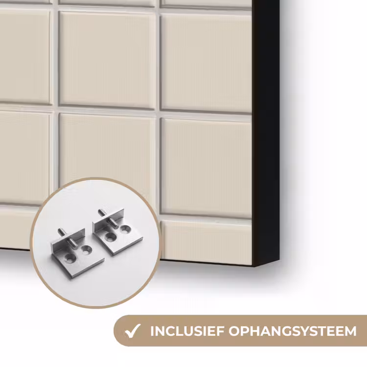 Patroon - Tegels - Taupe Textielframe zwart klein 947 -USP_ophangsysteemNL