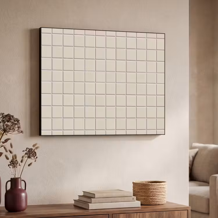 Patroon - Tegels - Taupe Textielframe zwart klein 947 -sfeer3